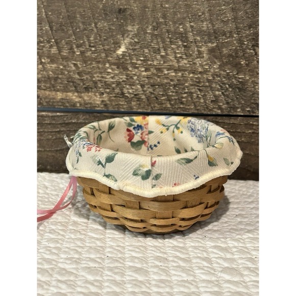 Longaberger Basket Floral Fabric Liner & Protector w/Hope Pin 2003. - Picture 3 of 8
